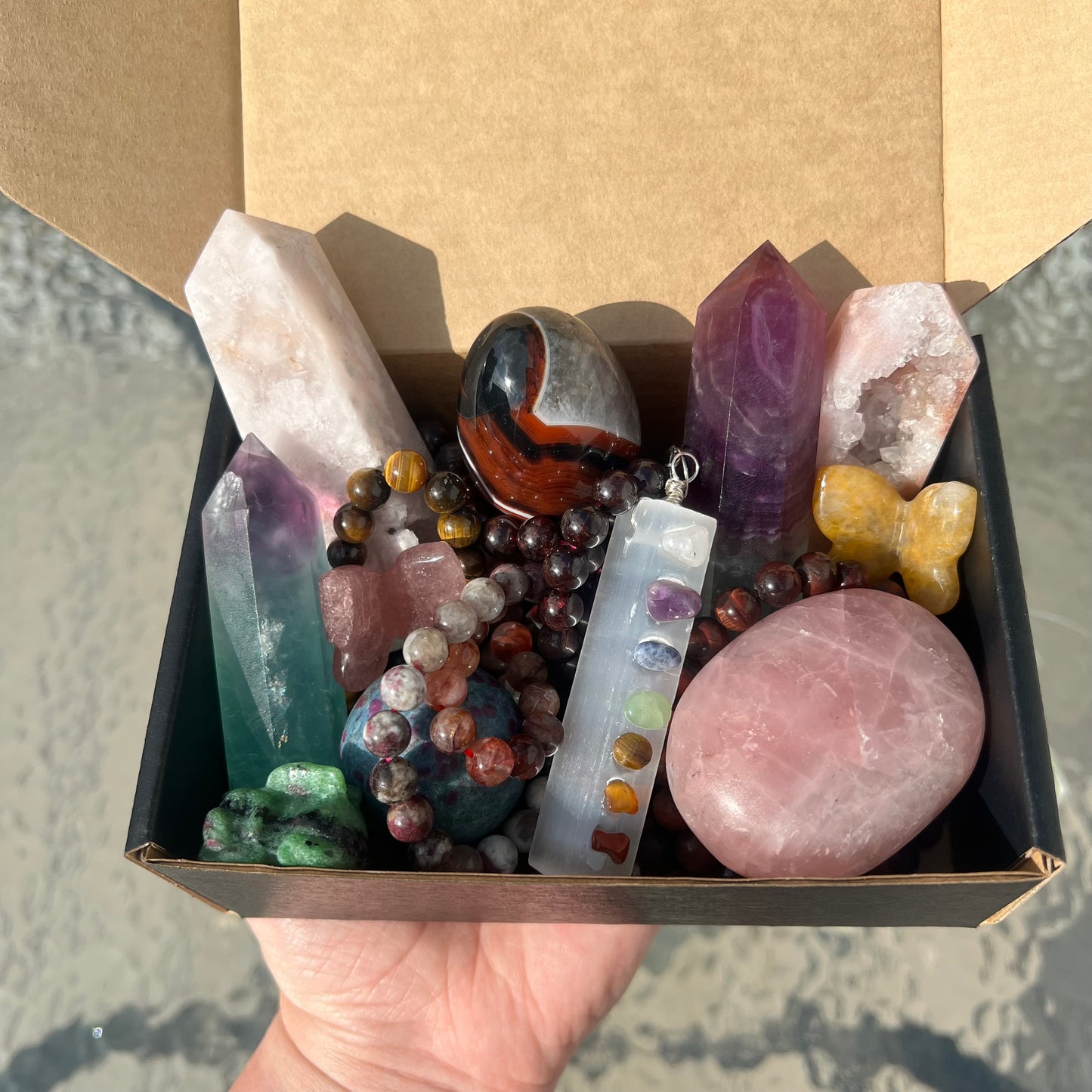 My Dog Luna Chooses Your Crystal Mystery Box Help a Shelter Pet Best Mystery Box Mystery Crystal Tower Crystal Sphere Dog Picks Mystery Box