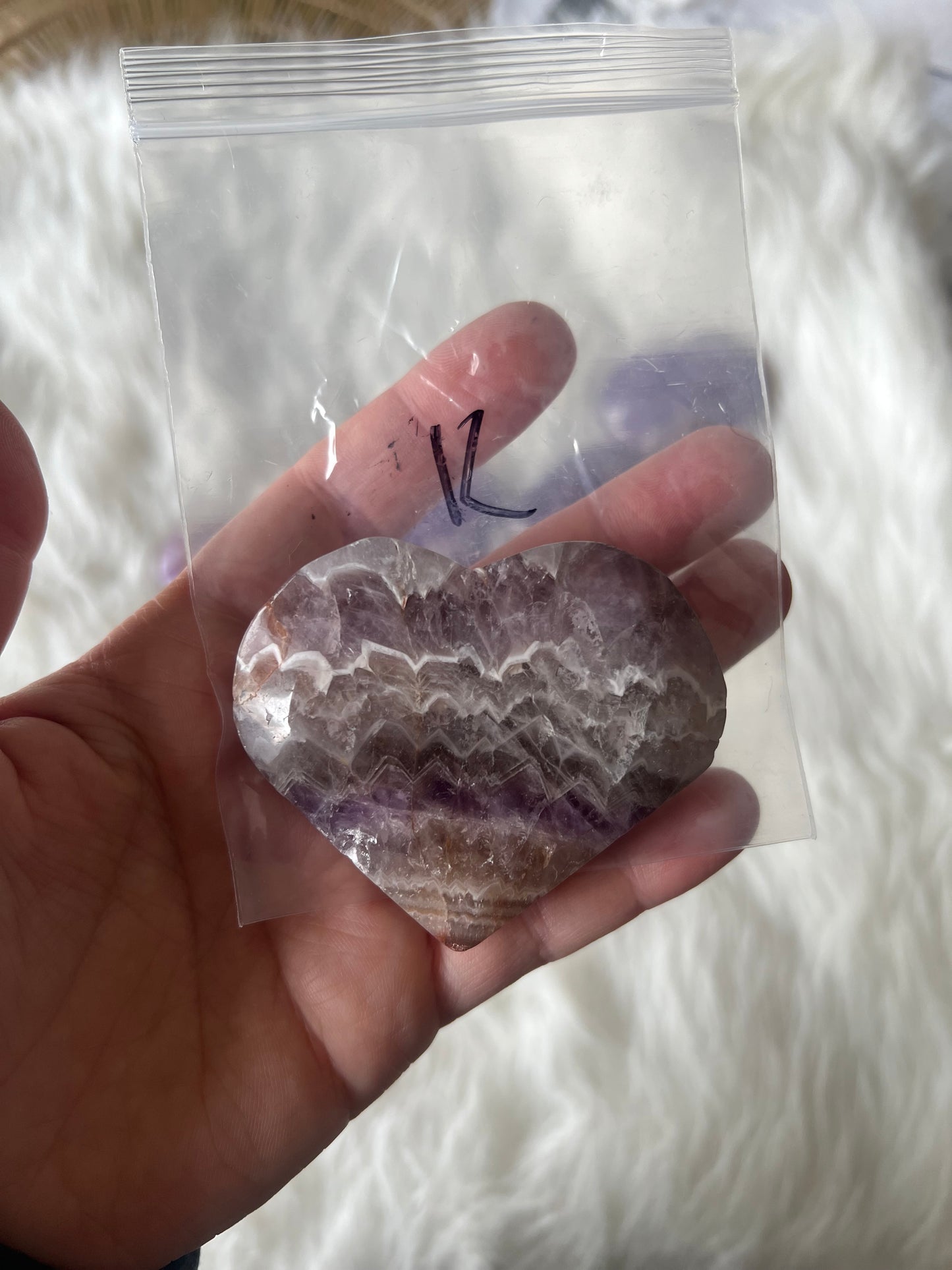 Mexican Agate with Amethyst Heart