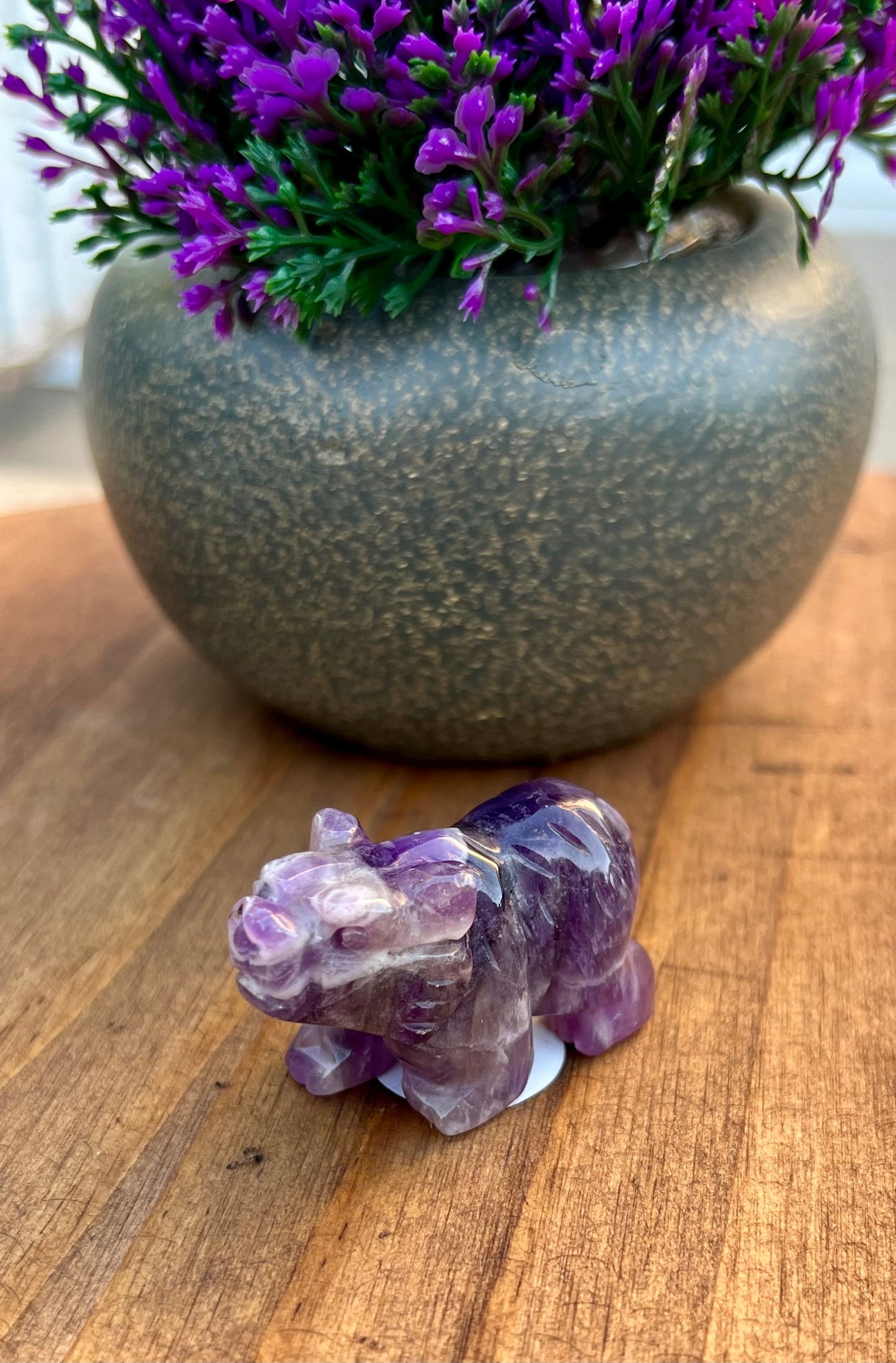 Adorable Natural Crystal Bear Carving