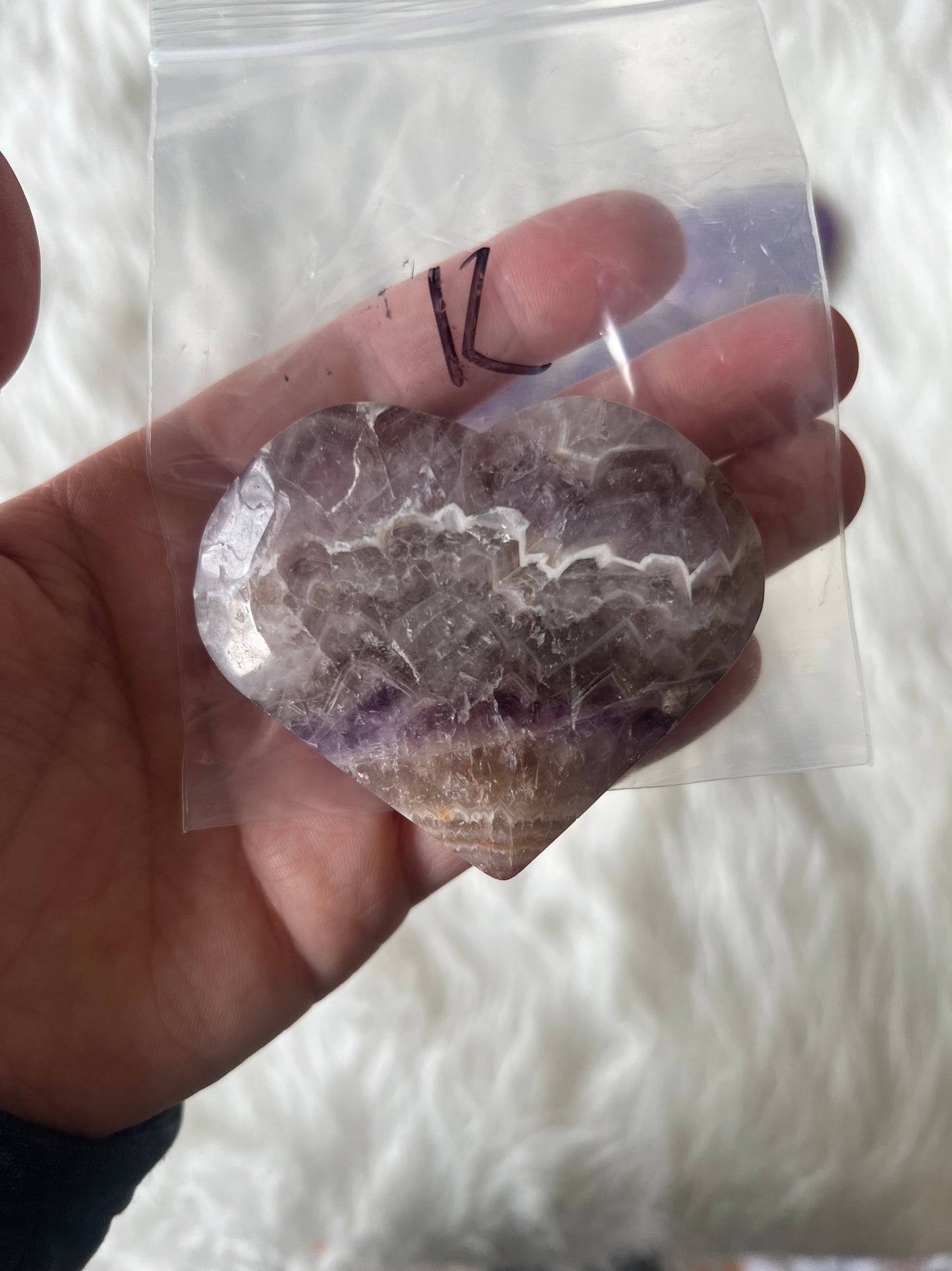 Mexican Agate with Amethyst Heart