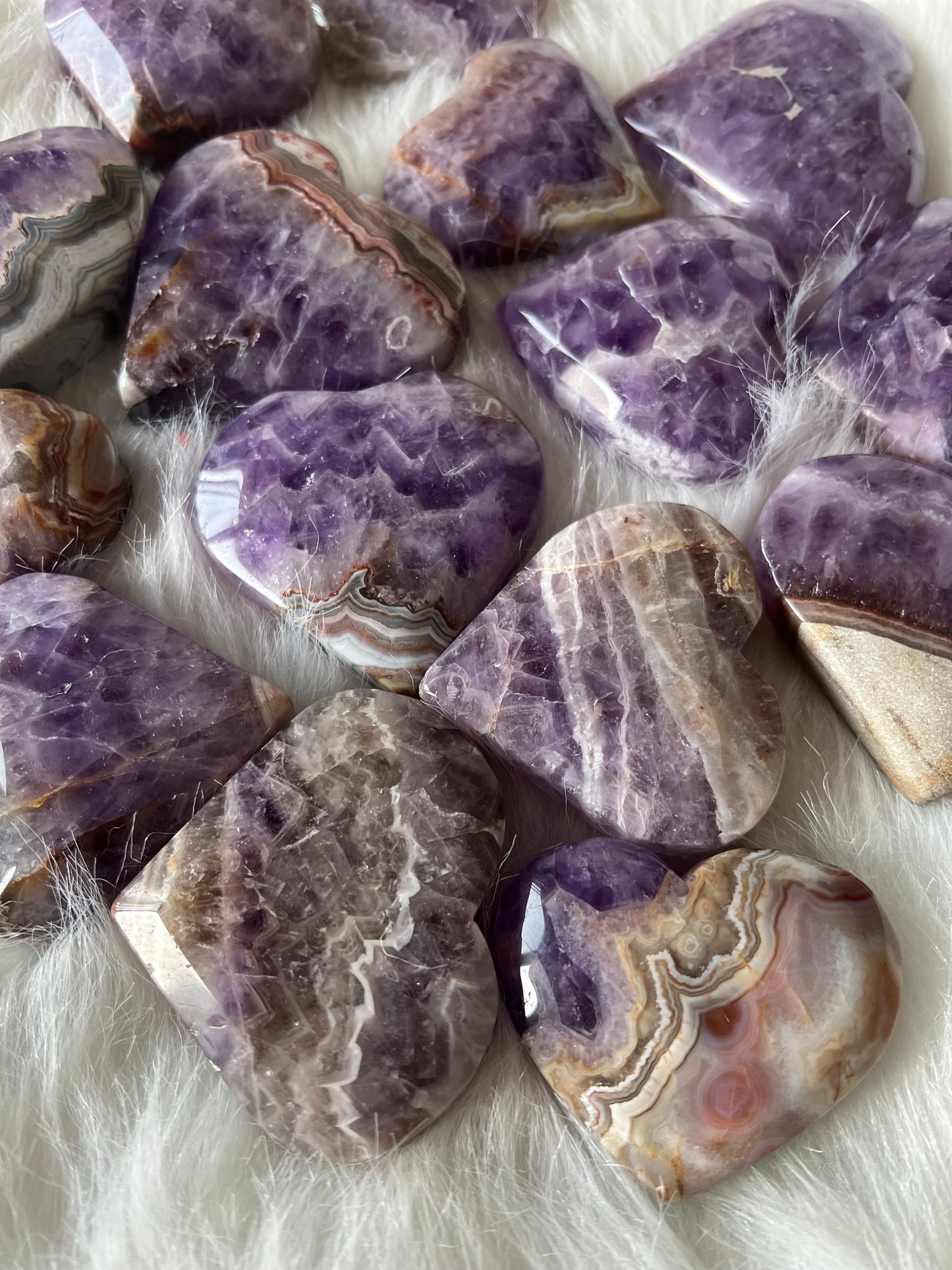 Mexican Agate with Amethyst Heart