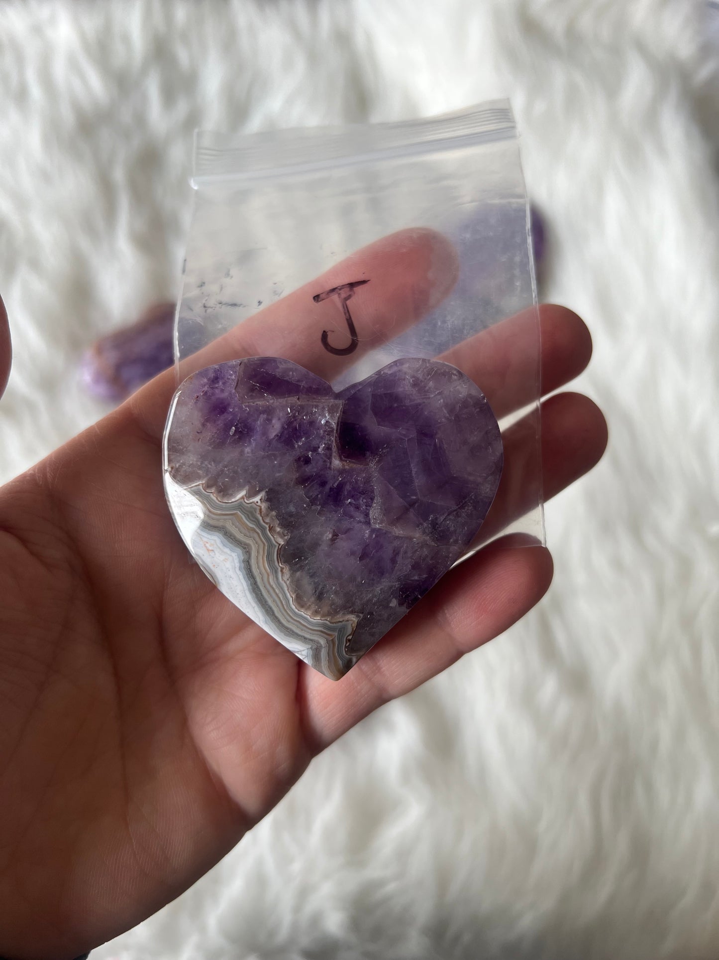 Mexican Agate with Amethyst Heart