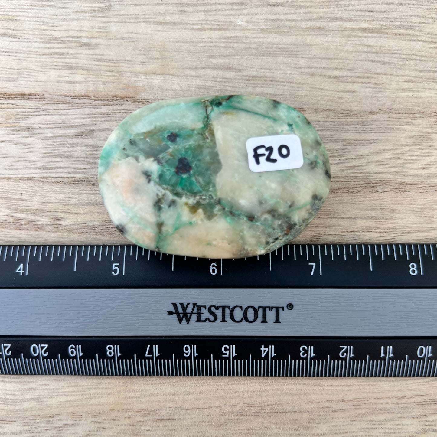 Chrysocolla in Quartz Palm Stone F