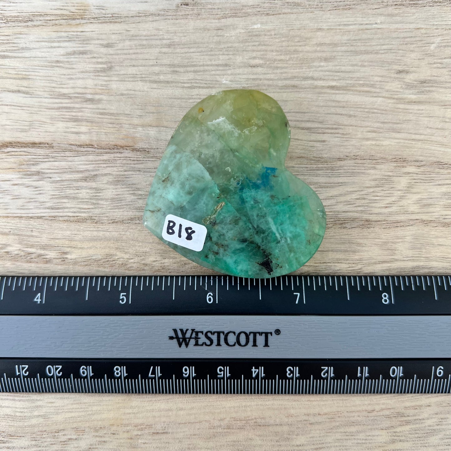 Chrysocolla in Quartz Heart Palm Stone B