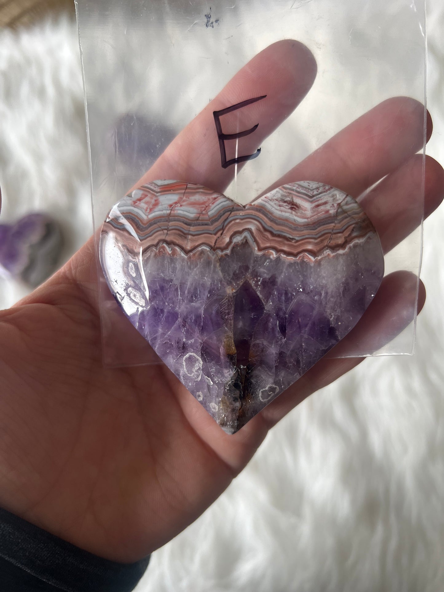 Mexican Agate with Amethyst Heart