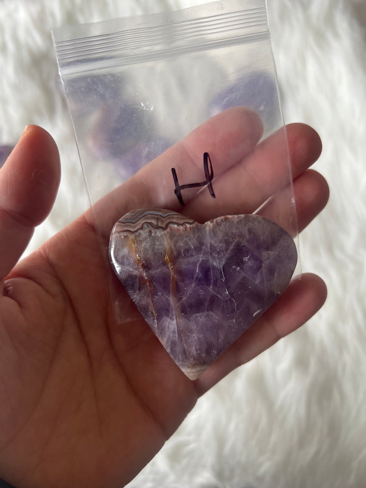 Mexican Agate with Amethyst Heart