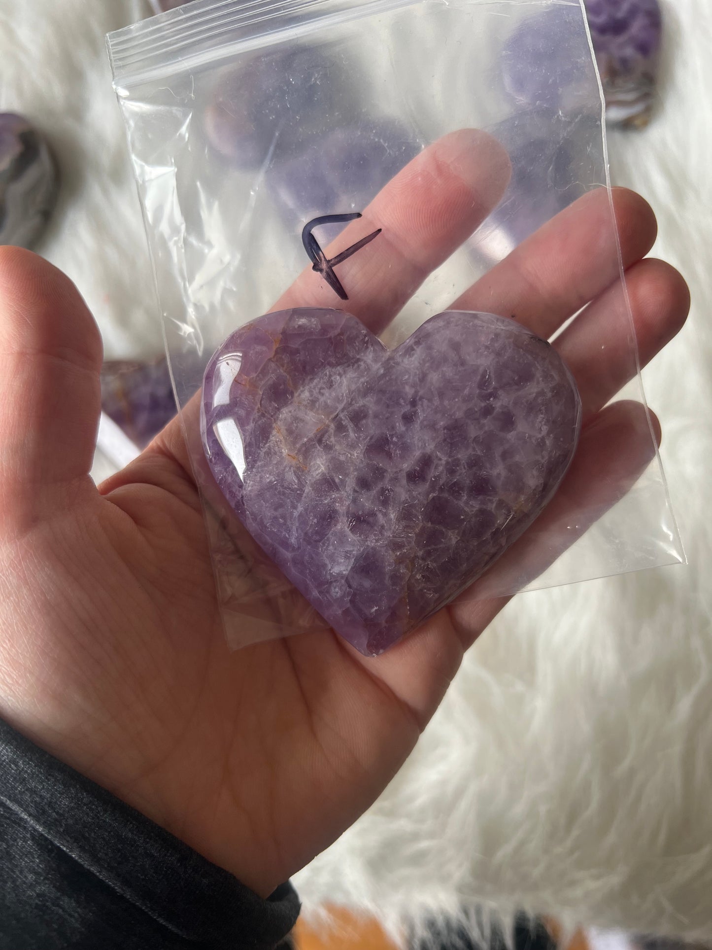 Mexican Agate with Amethyst Heart