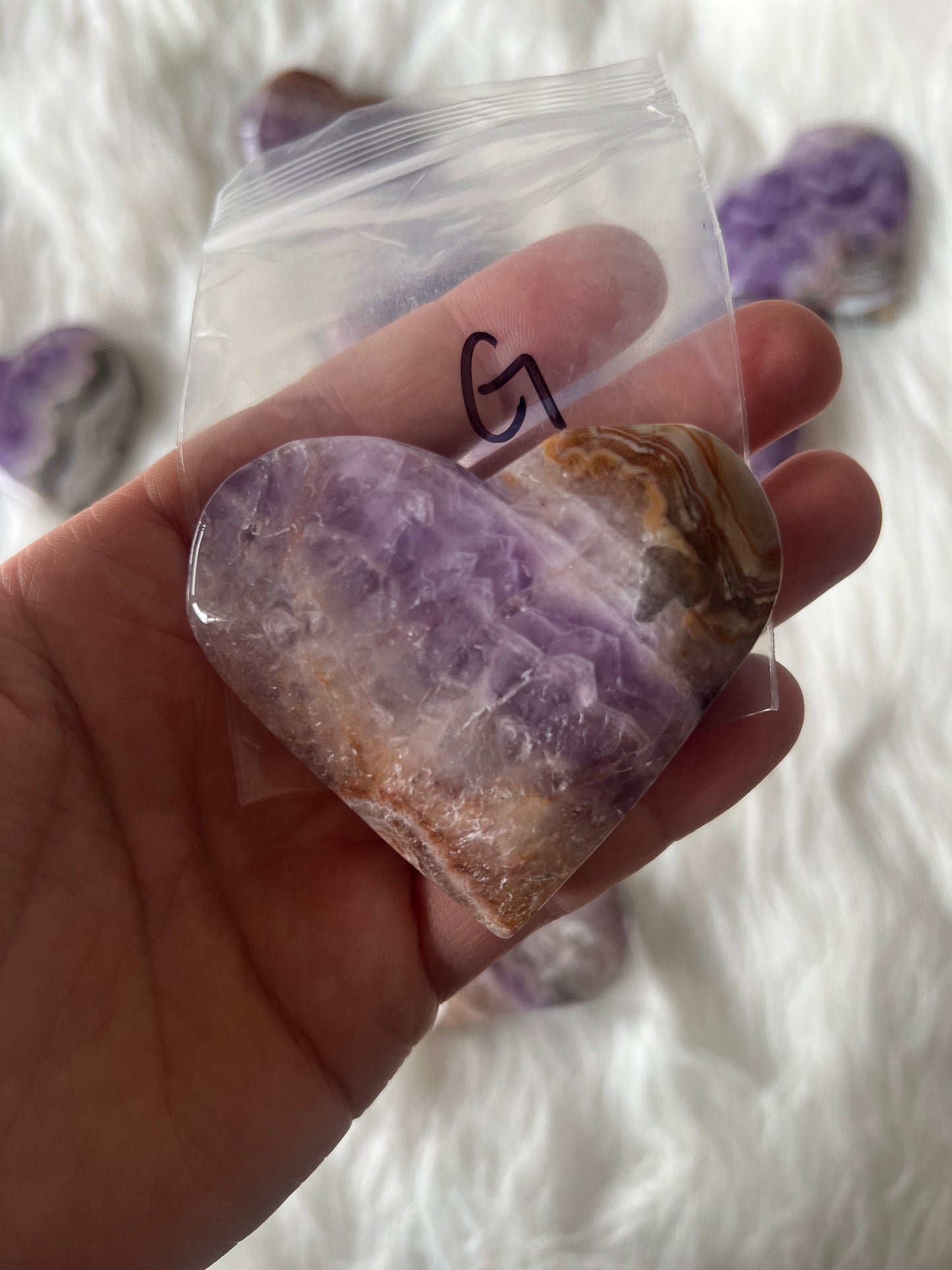 Mexican Agate with Amethyst Heart