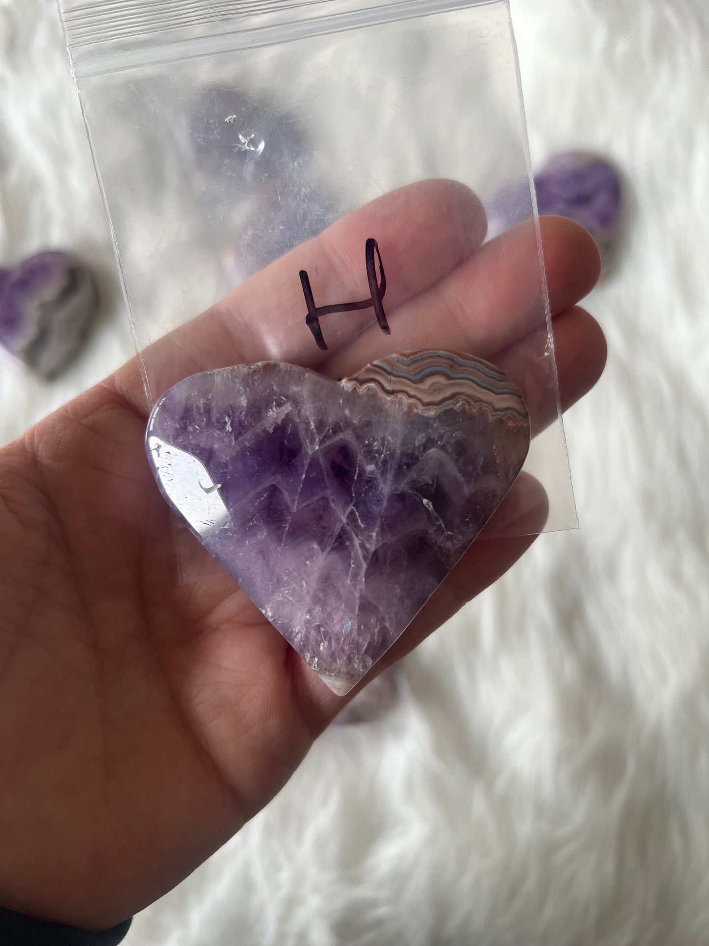 Mexican Agate with Amethyst Heart