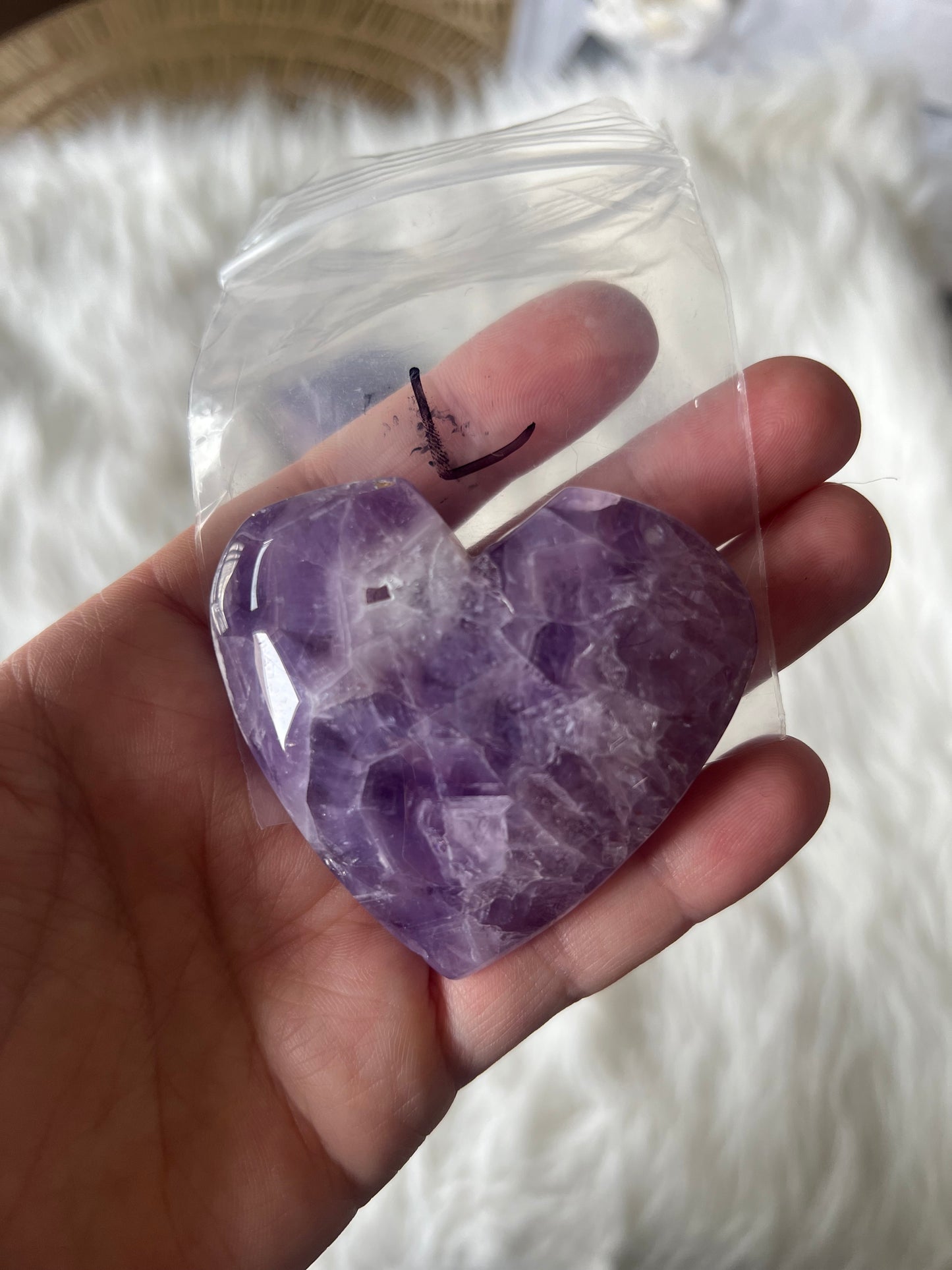 Mexican Agate with Amethyst Heart