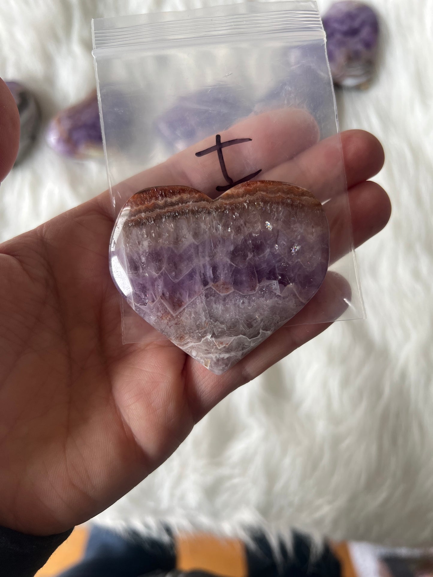 Mexican Agate with Amethyst Heart