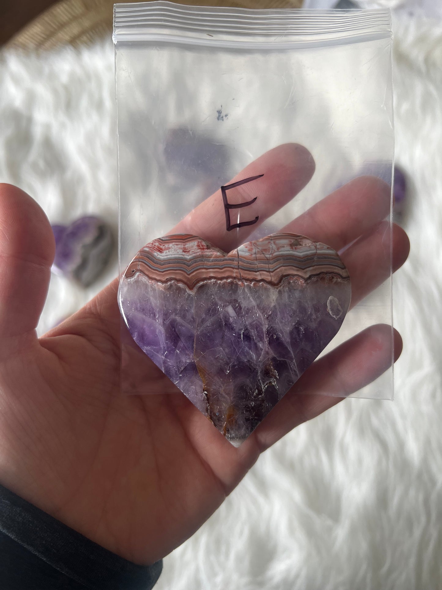 Mexican Agate with Amethyst Heart