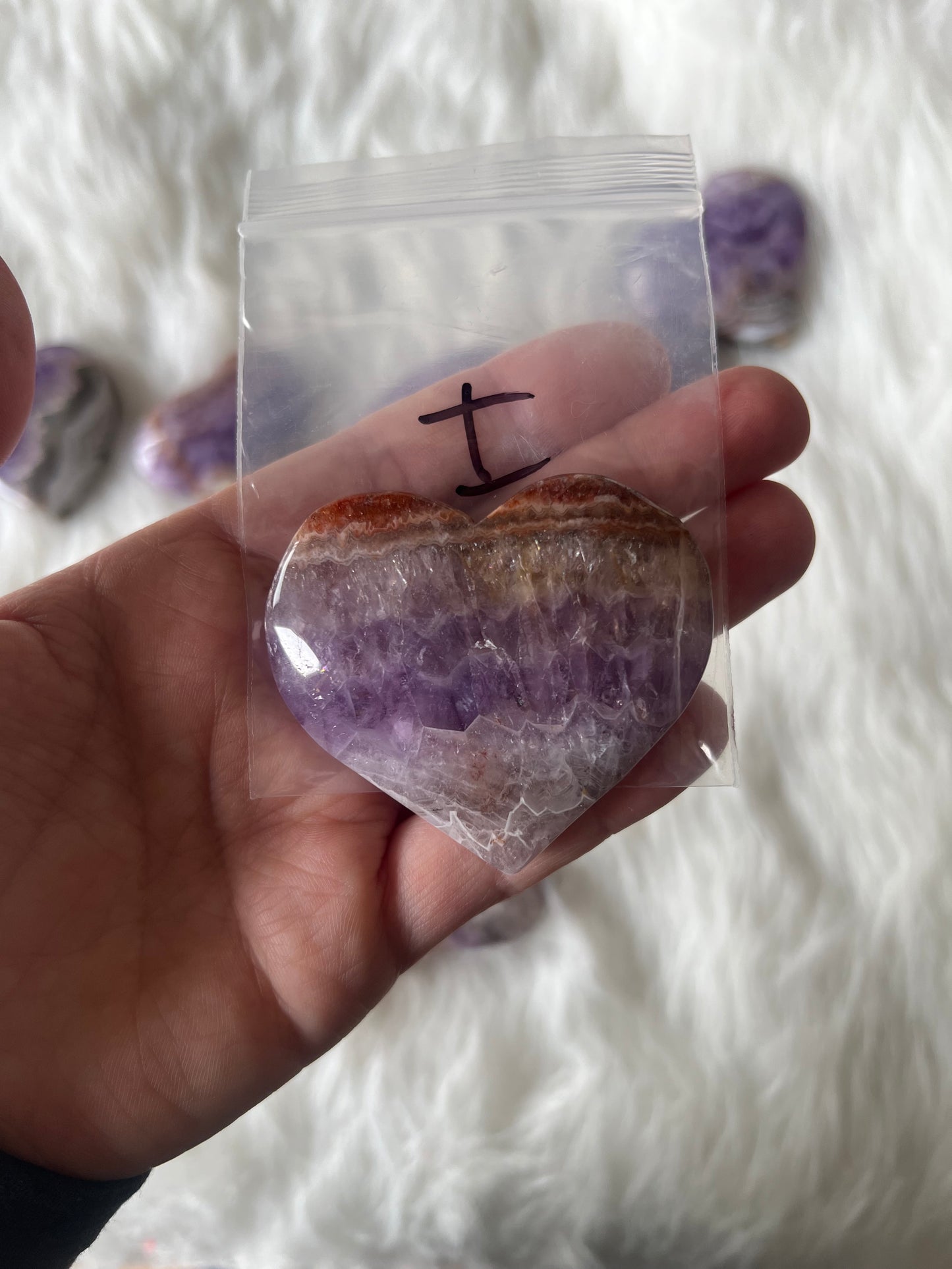 Mexican Agate with Amethyst Heart