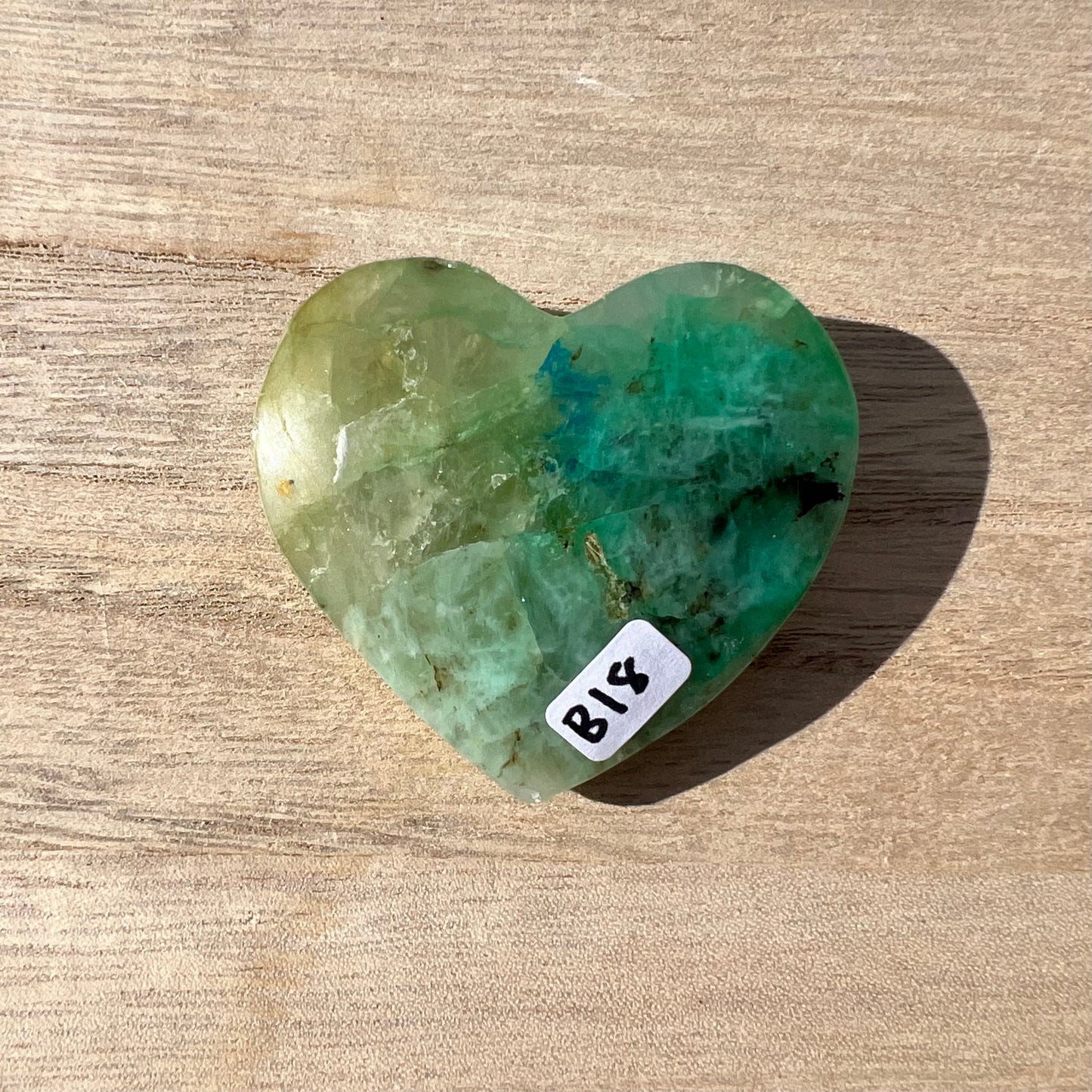 Chrysocolla in Quartz Heart Palm Stone B