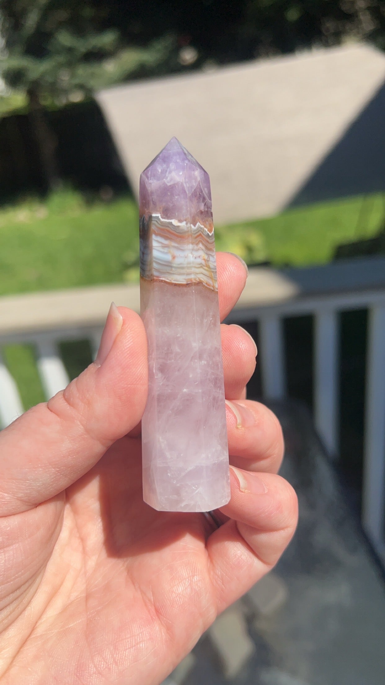 Stunning Rare Natural Amethyst Lace Agate Tower