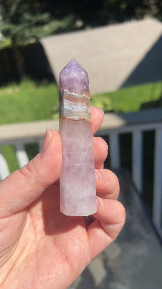 Stunning Rare Natural Amethyst Lace Agate Tower