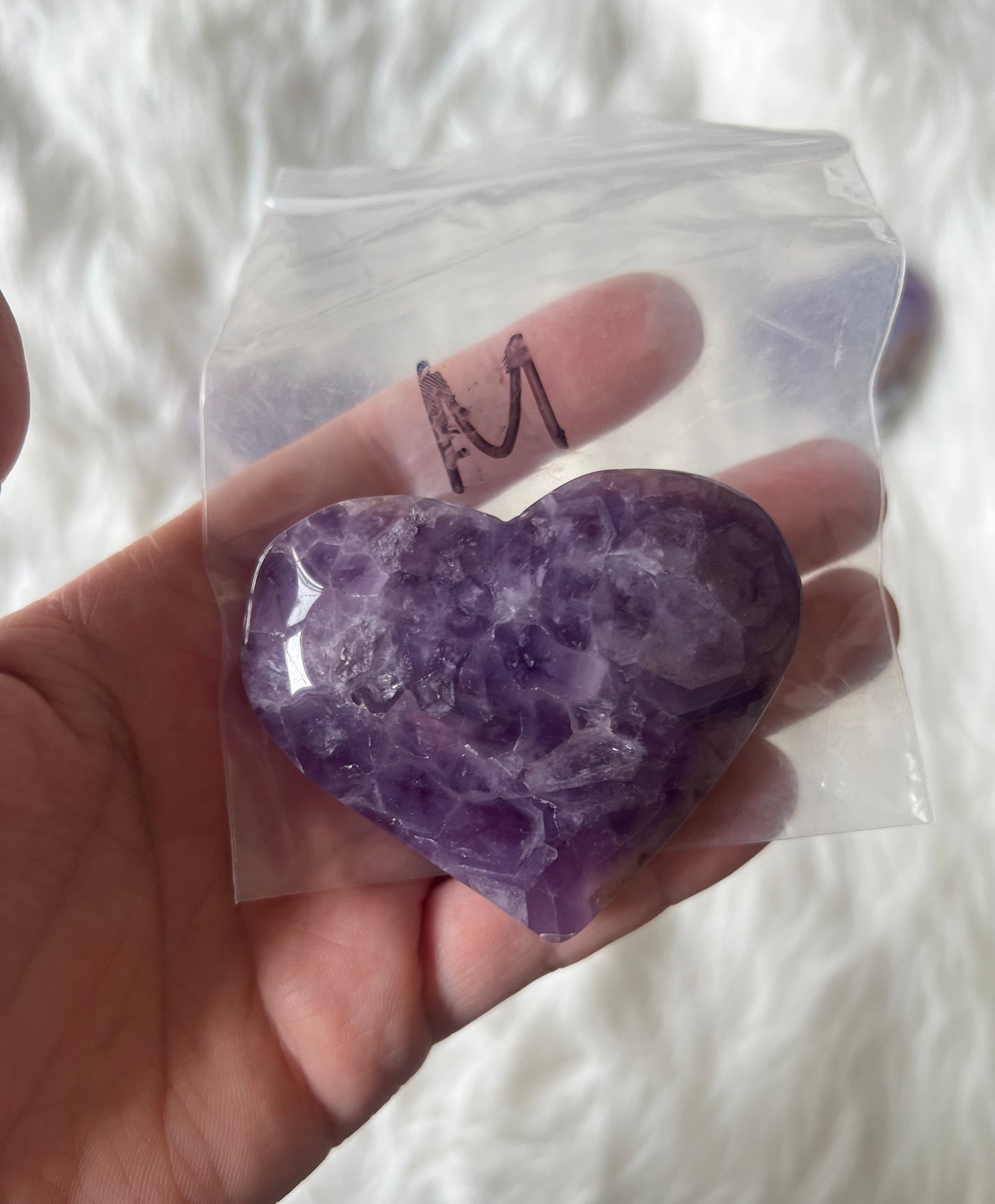 Mexican Agate with Amethyst Heart