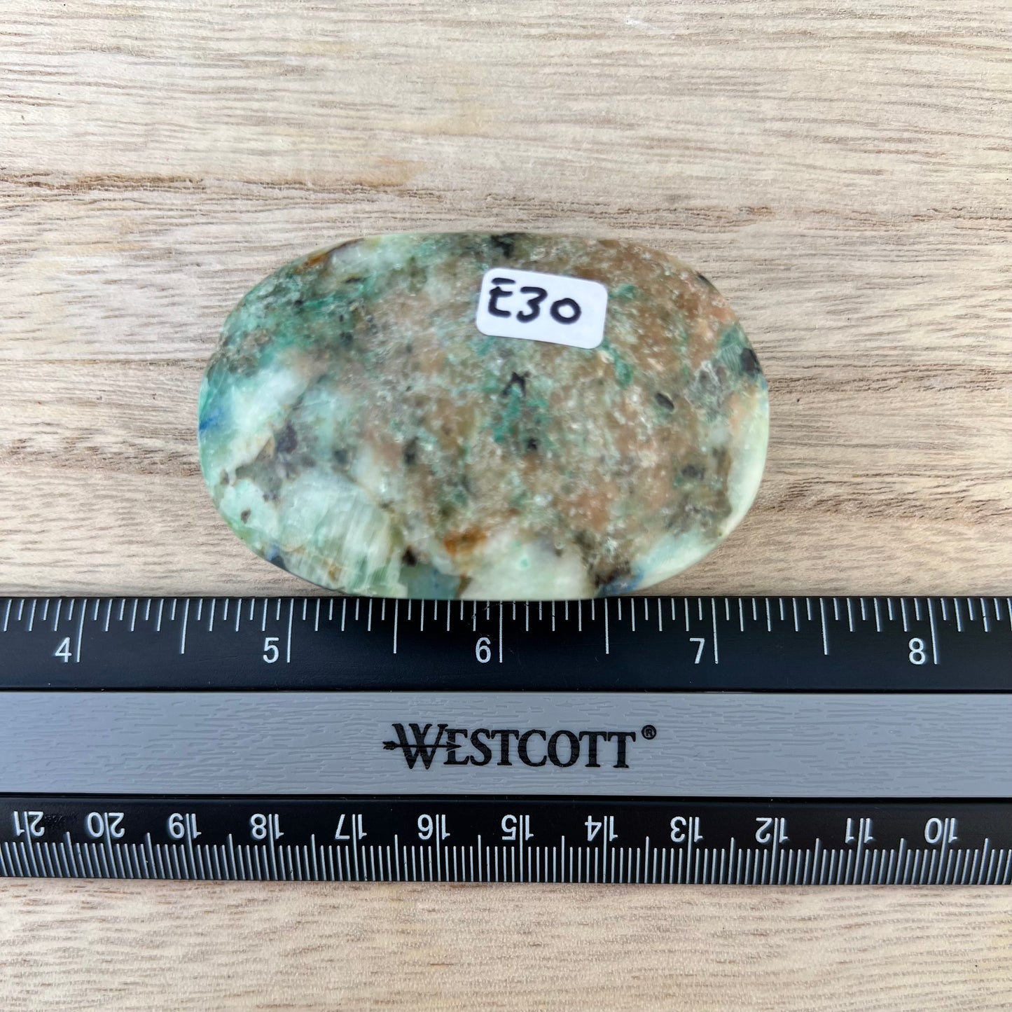 Chrysocolla in Quartz Palm Stone E