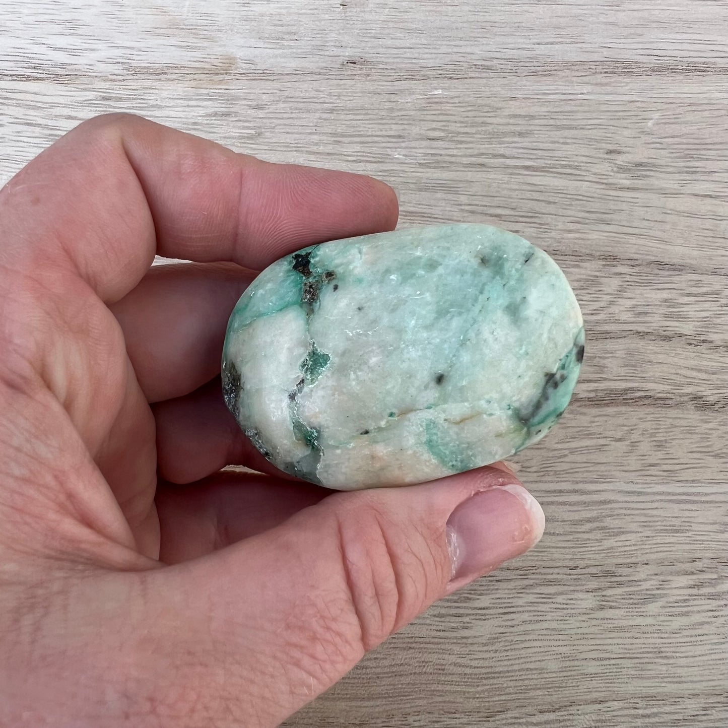 Chrysocolla in Quartz Palm Stone F