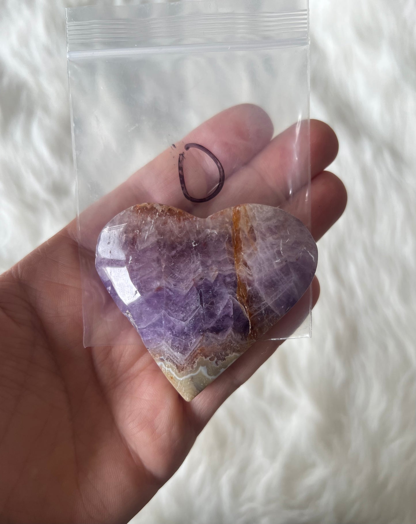 Mexican Agate with Amethyst Heart