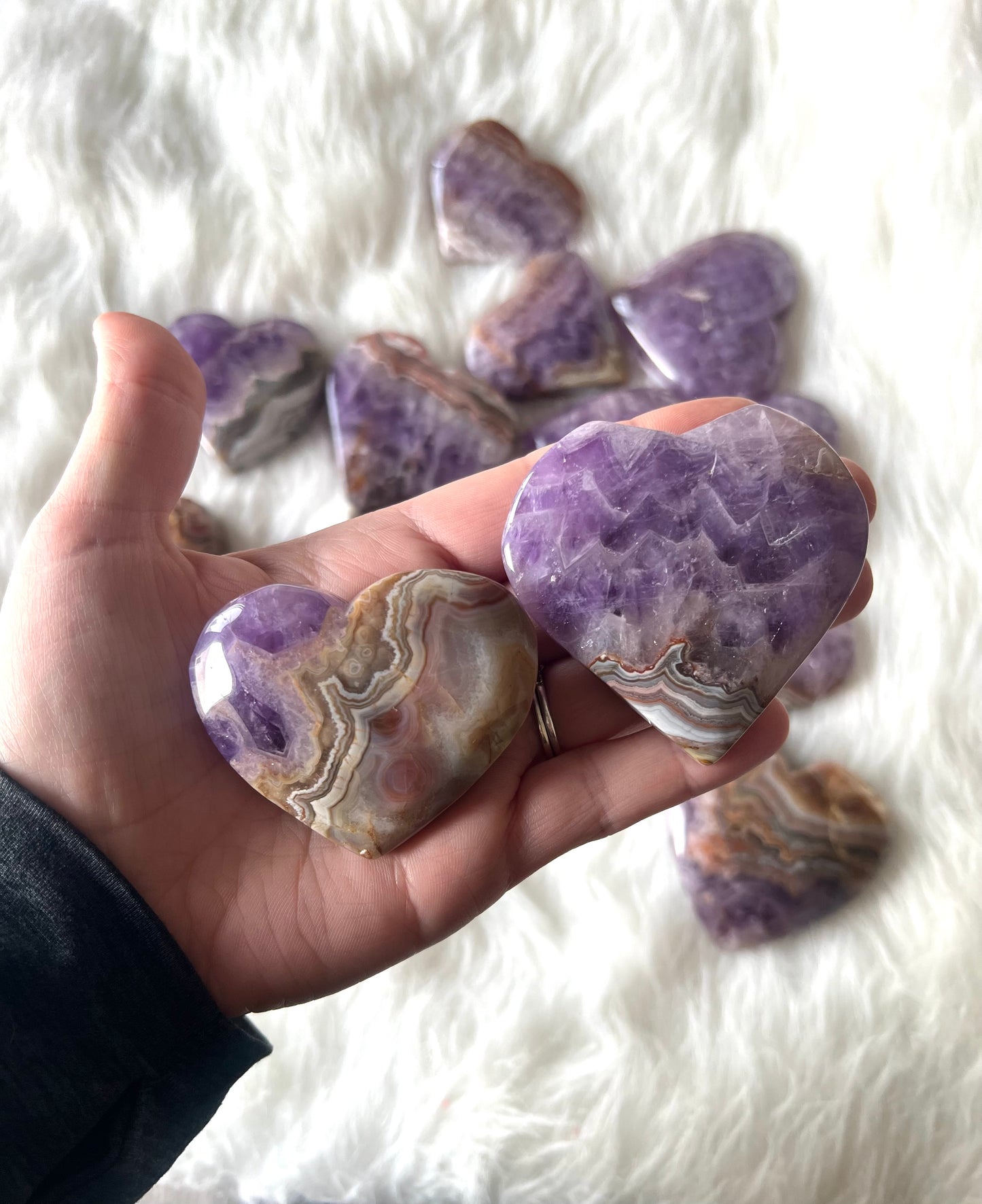 Mexican Agate with Amethyst Heart