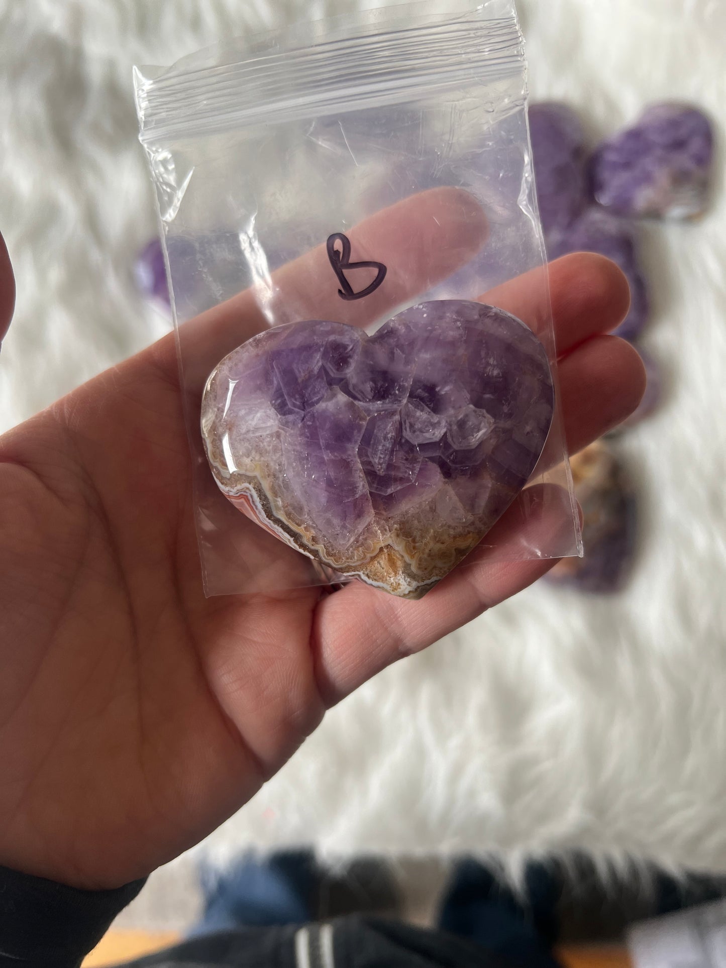 Mexican Agate with Amethyst Heart