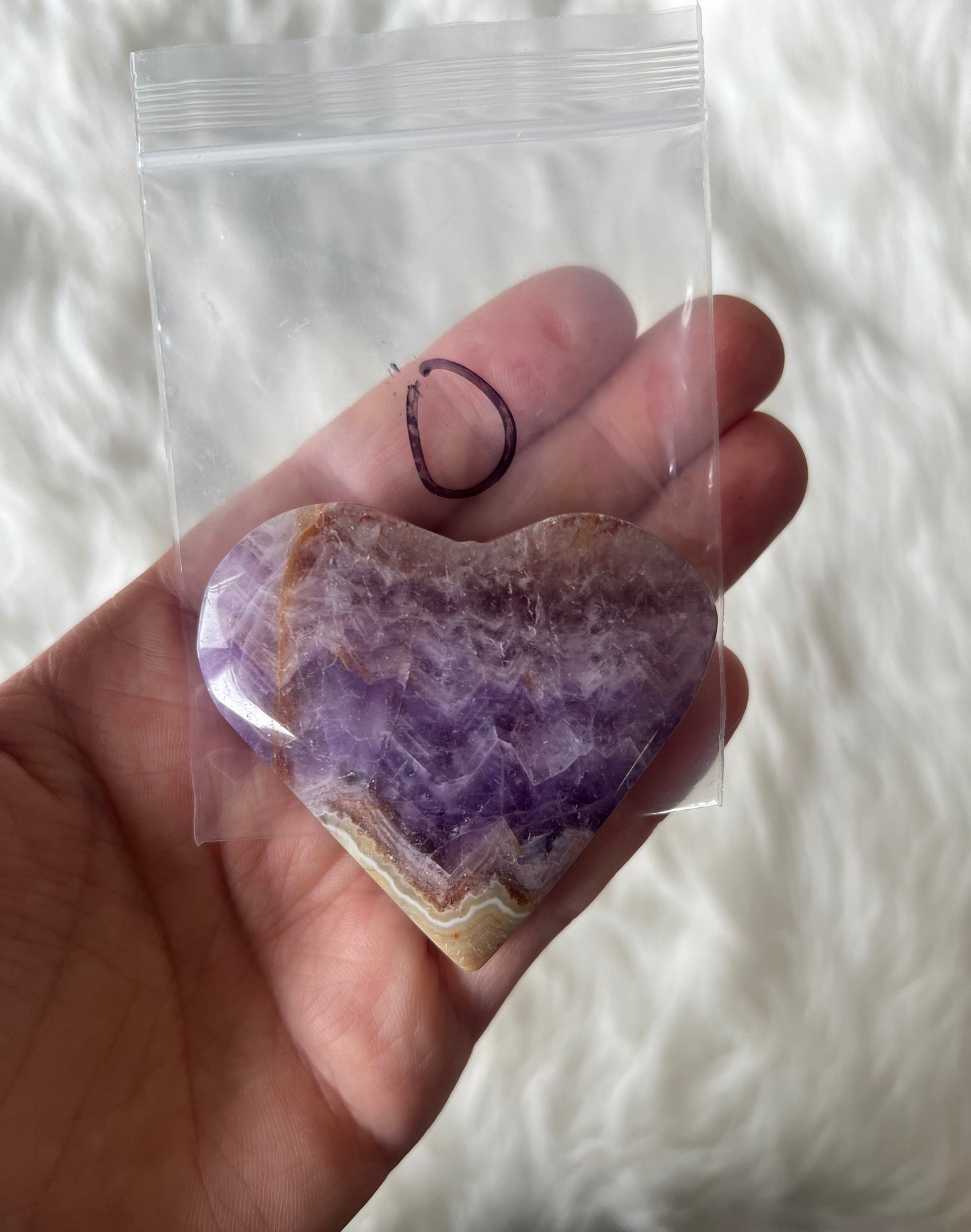 Mexican Agate with Amethyst Heart