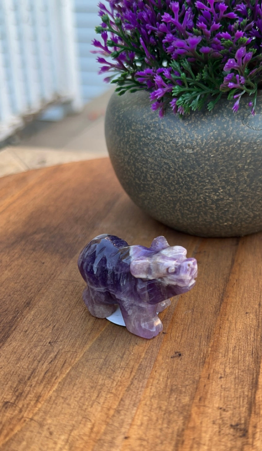 Adorable Natural Crystal Bear Carving