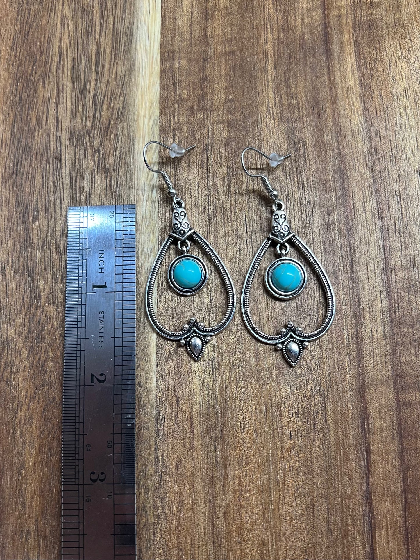 Synthetic Turquoise Earrings (Dyed Howlite) - Teardrop