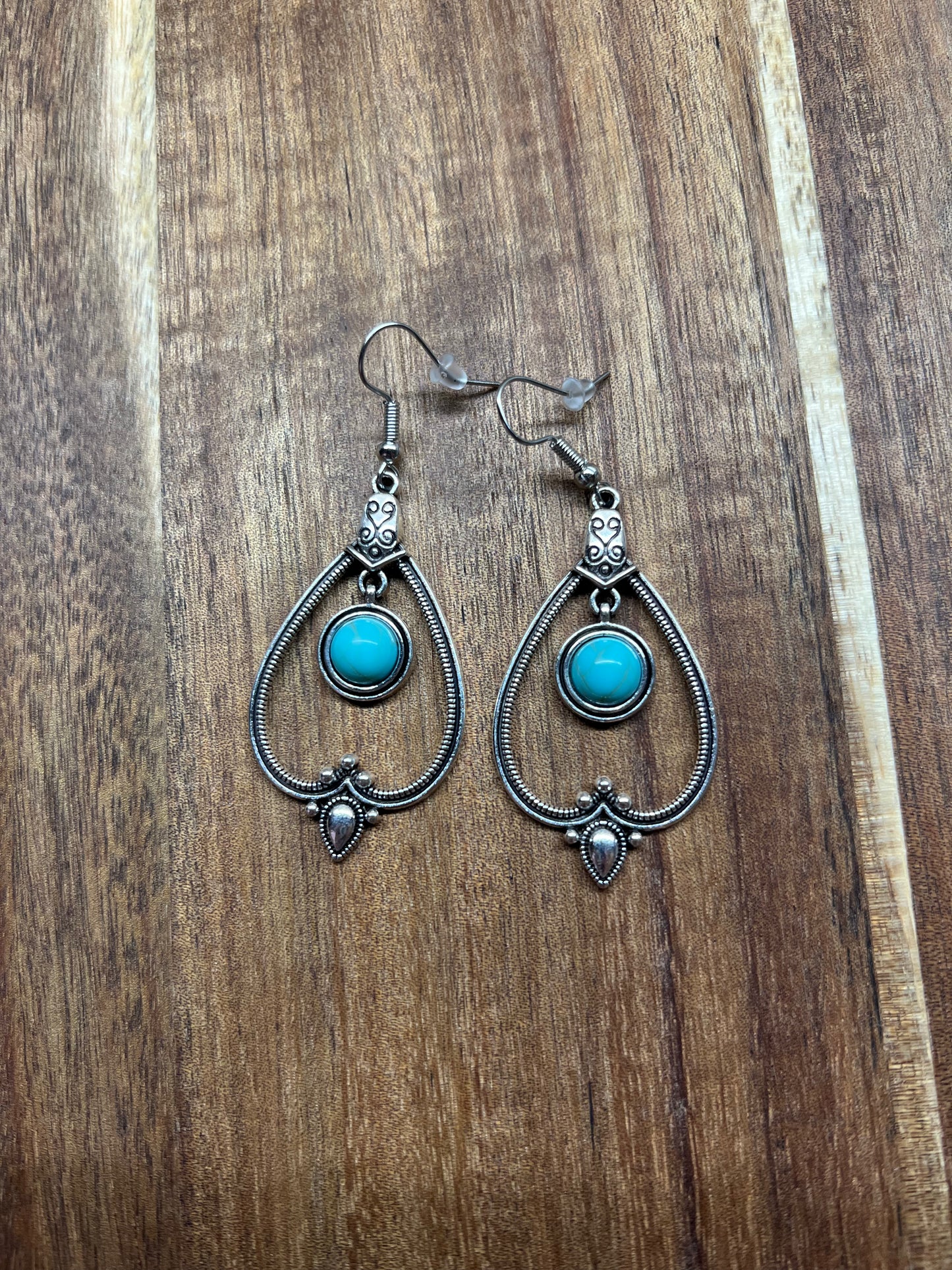 Synthetic Turquoise Earrings (Dyed Howlite) - Teardrop