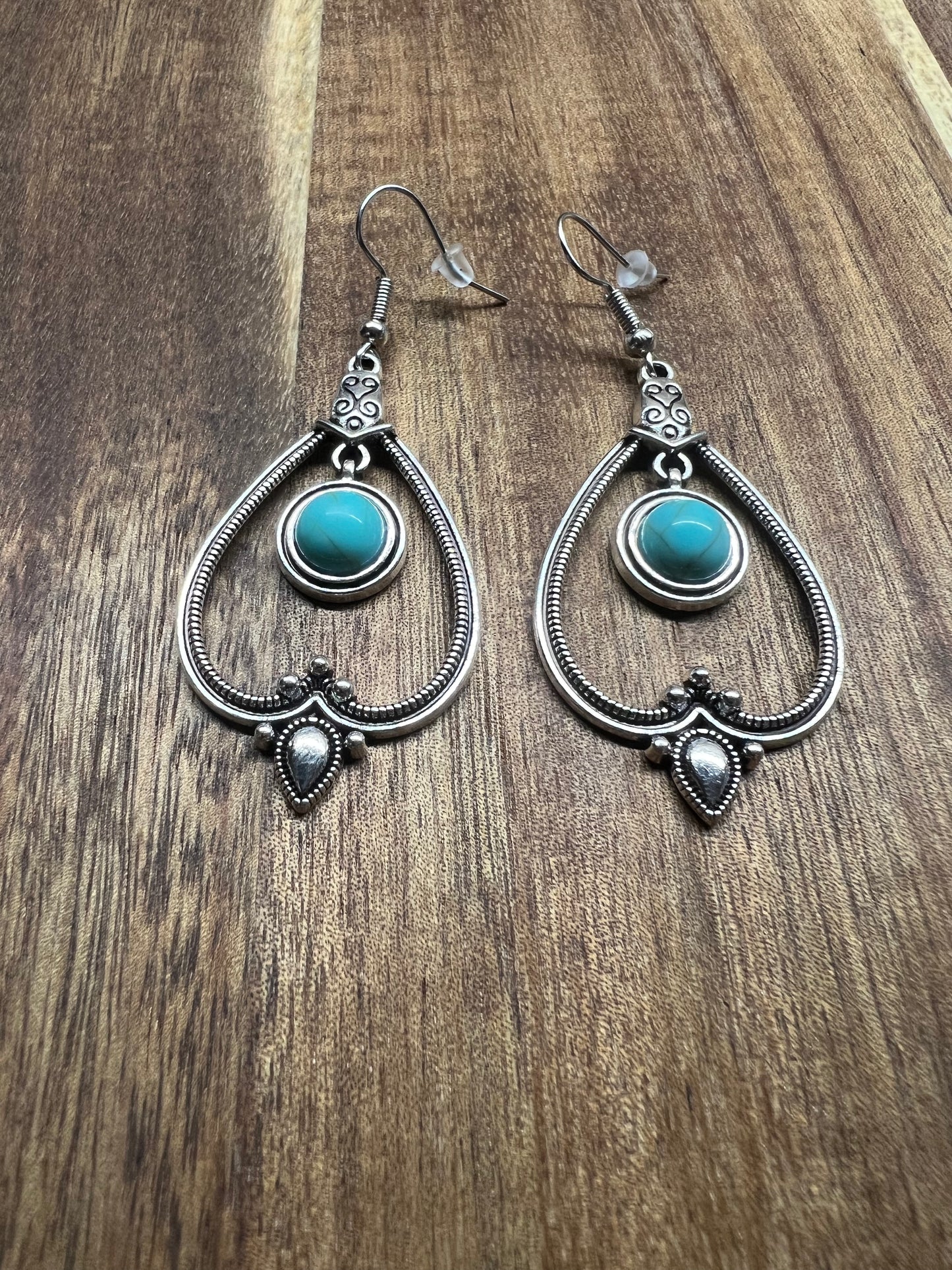 Synthetic Turquoise Earrings (Dyed Howlite) - Teardrop