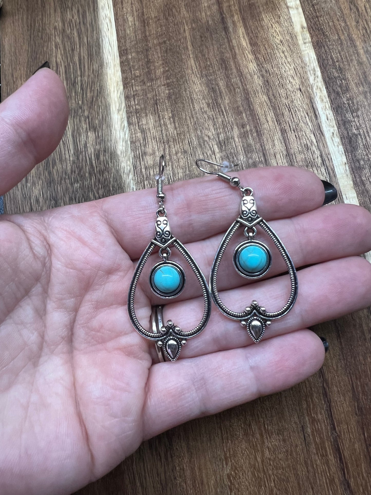 Synthetic Turquoise Earrings (Dyed Howlite) - Teardrop